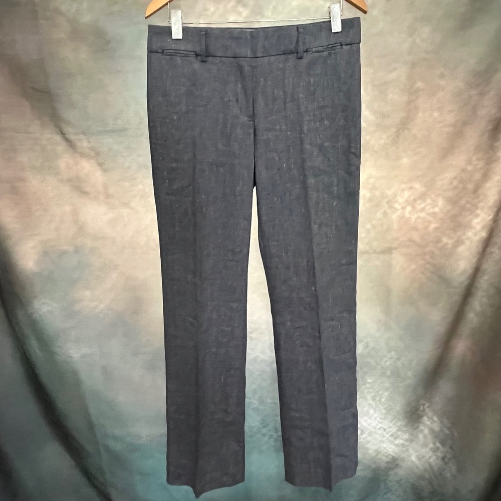 LOFT Marisa Trouser Womens 6 Navy Blue White Micro‎ Stripe Straight Leg Pants
